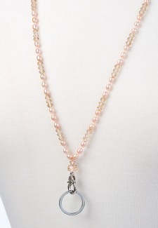 Pink Pearl and Crystal Fashion ID Lanyard