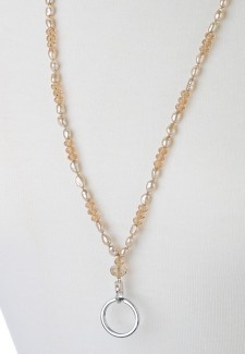 Champagne Pearl and Crystal Fashion ID Lanyard