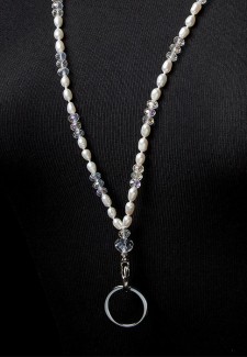 White Pearl and Crystal Fashion ID Lanyard