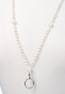 White Pearl and Crystal Fashion ID Lanyard #2