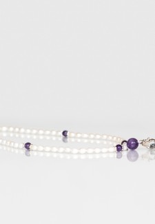 White Pearl & Amethyst Fashion ID Lanyard