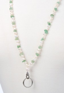 White Pearl and Jade Chip Fashion ID Lanyard