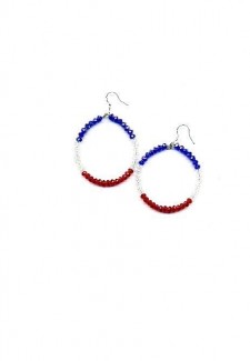 RWB Crystal Hoop Earrings